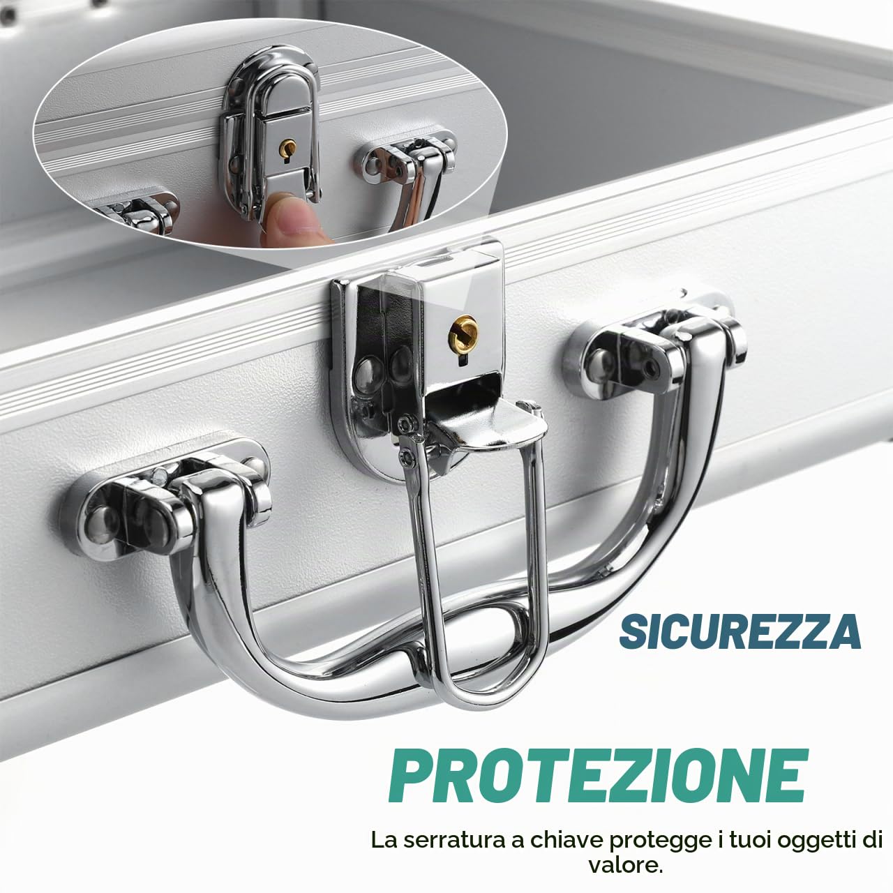 SHINEOFI Valigetta Rigida in Lega Di Alluminio 11.42X8.07X4.13In Valigia Portatile Con Maniglia Per Organizer Attrezzi Trucco E Accessori Professionali