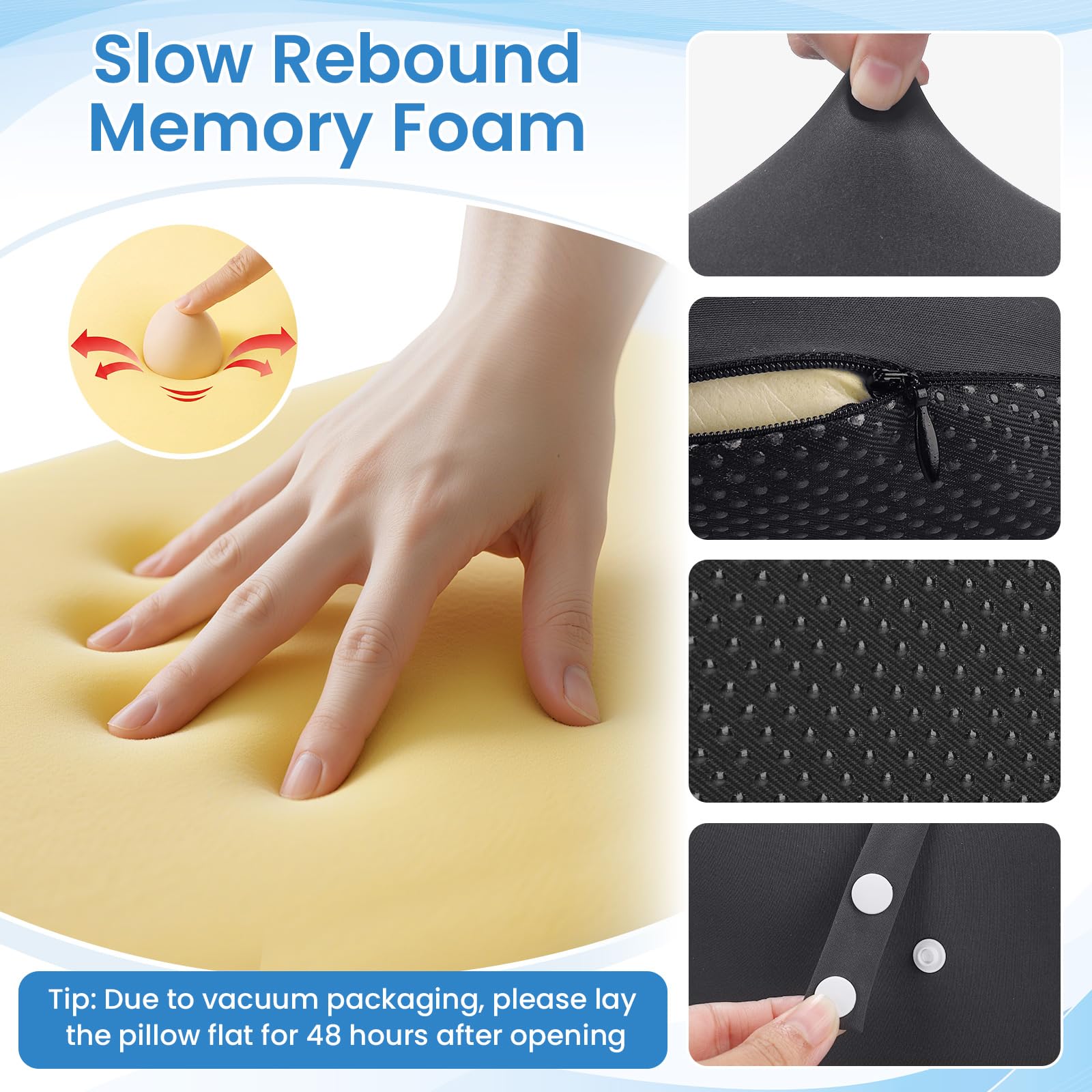 2026 Memory-Schaum Keilkissen, 27° Ergonomisches Bettkissen, Lesekissen für Rückenstütze, Beinhochlagerung, Ideal für Bauchlage, bei Sodbrennen, Abnehmbarer Bezug (Original Plus Size, Dehnbares Grau)