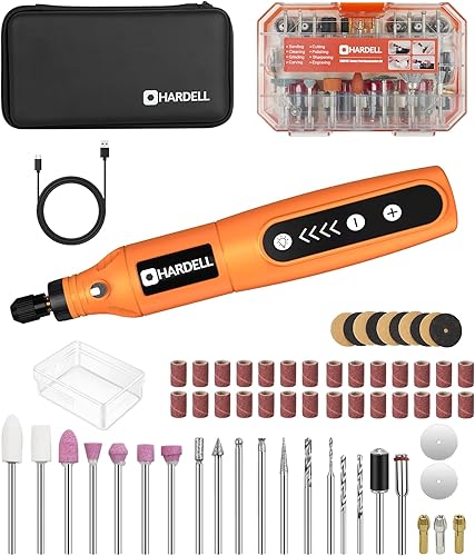 Miniatura 1 de HARDELL Mini herramienta rotativa inalámbrica y 230 accesorios de herramientas rotativas (naranja)