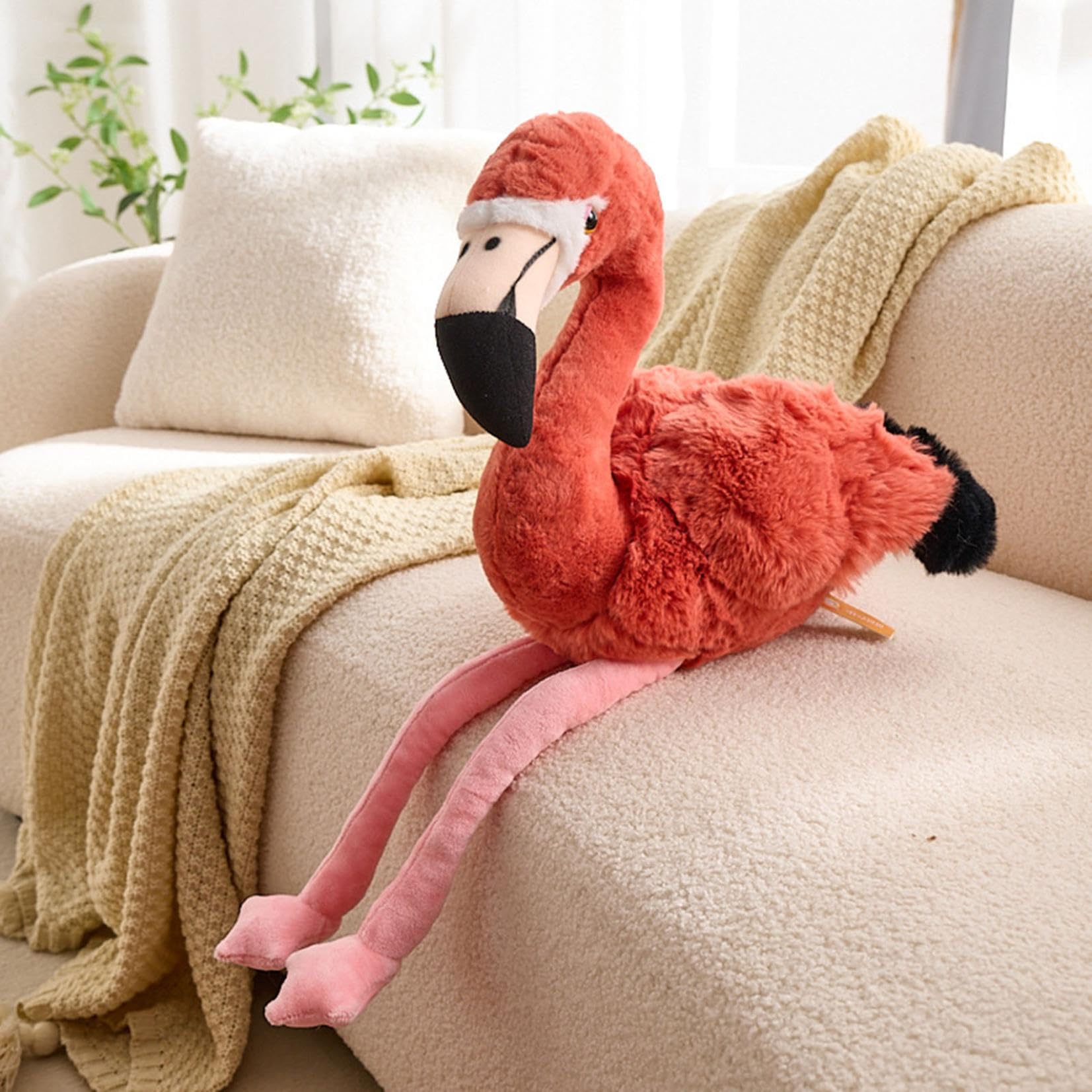 Cute Realistic Plush Flamingos, Cute Soft Stuffed Lifelike Bird Soft Cuddle Flamingos Gift, Emotional Support Bird Plush Toy Gifts for Stress & Anxiety Support for Baby, Adult, Room Decor (Red, 45cm)