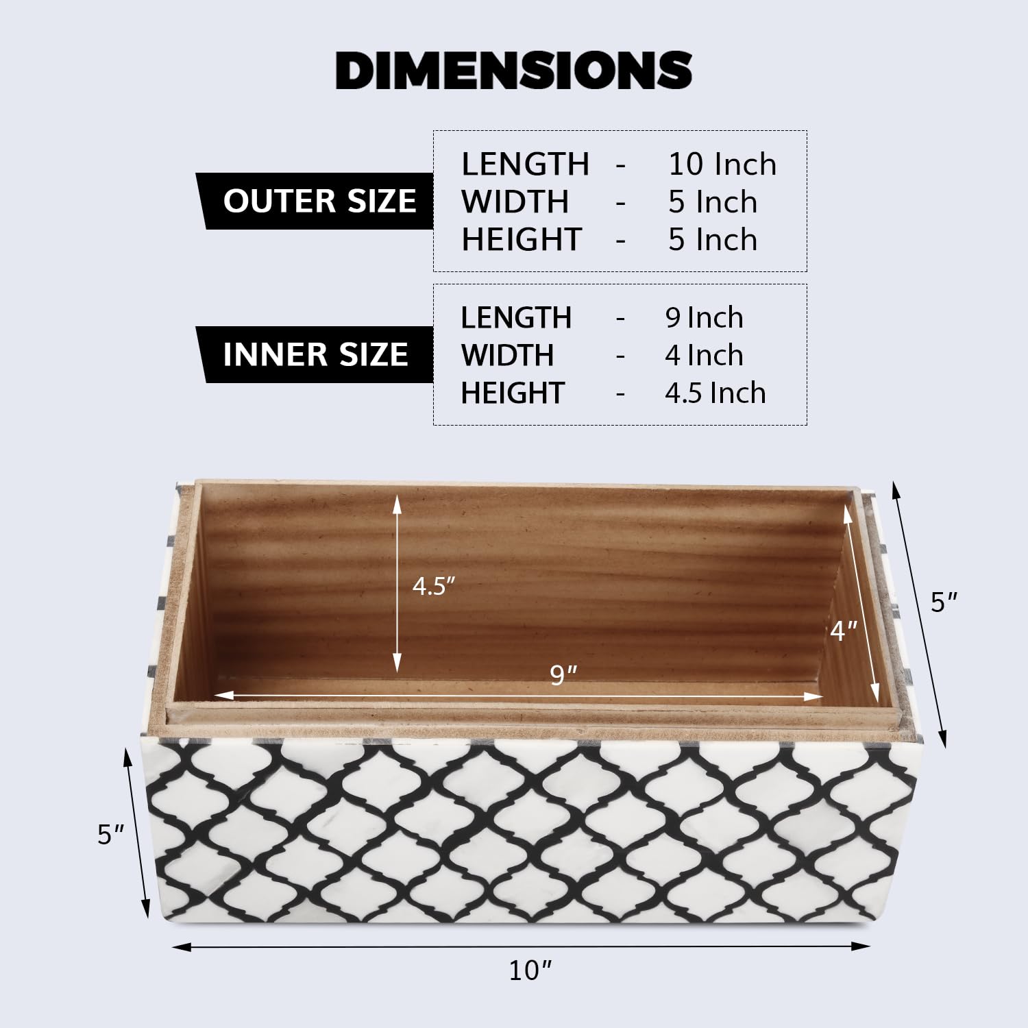 Handicrafts Home Large Decorative Storage Box with Lid, Moroccan Memory Keepsake Storage Box, Deep Jewelry Storage Organizer - Image 2