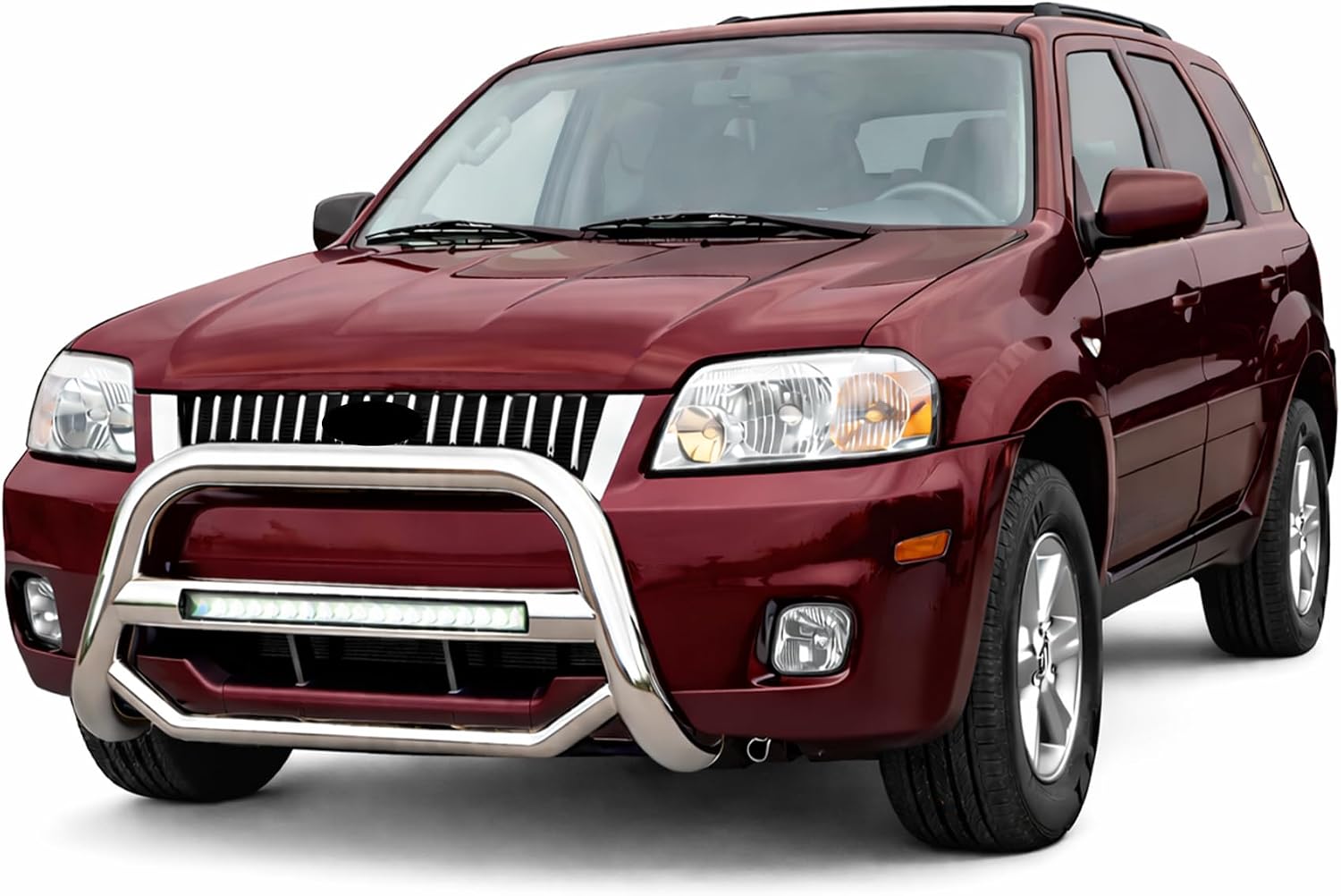 Black Horse MAX Beacon Bull Bar No Skid Plate Stainless Steel Compatible with 2001-2007 Ford Escape|2001-2006 Mazda Tribute|2005-2007 Mercury Mariner-MAB-FOB3001S