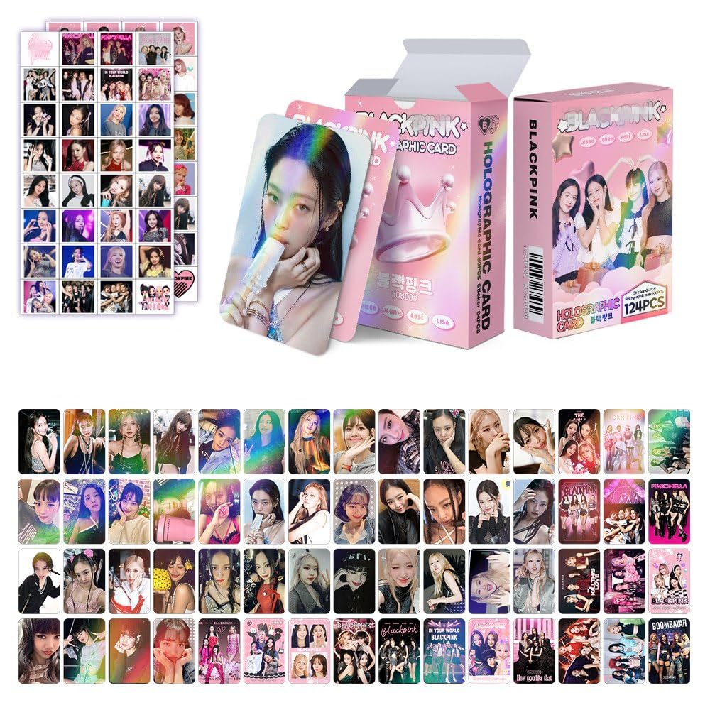 ZRHMCJEN 124Pcs En- Sk Ive Gidle Twice 60Pcs Photocards Greeting Cards Collectmini Card Postcard and 64Pcs Stickers/Bl