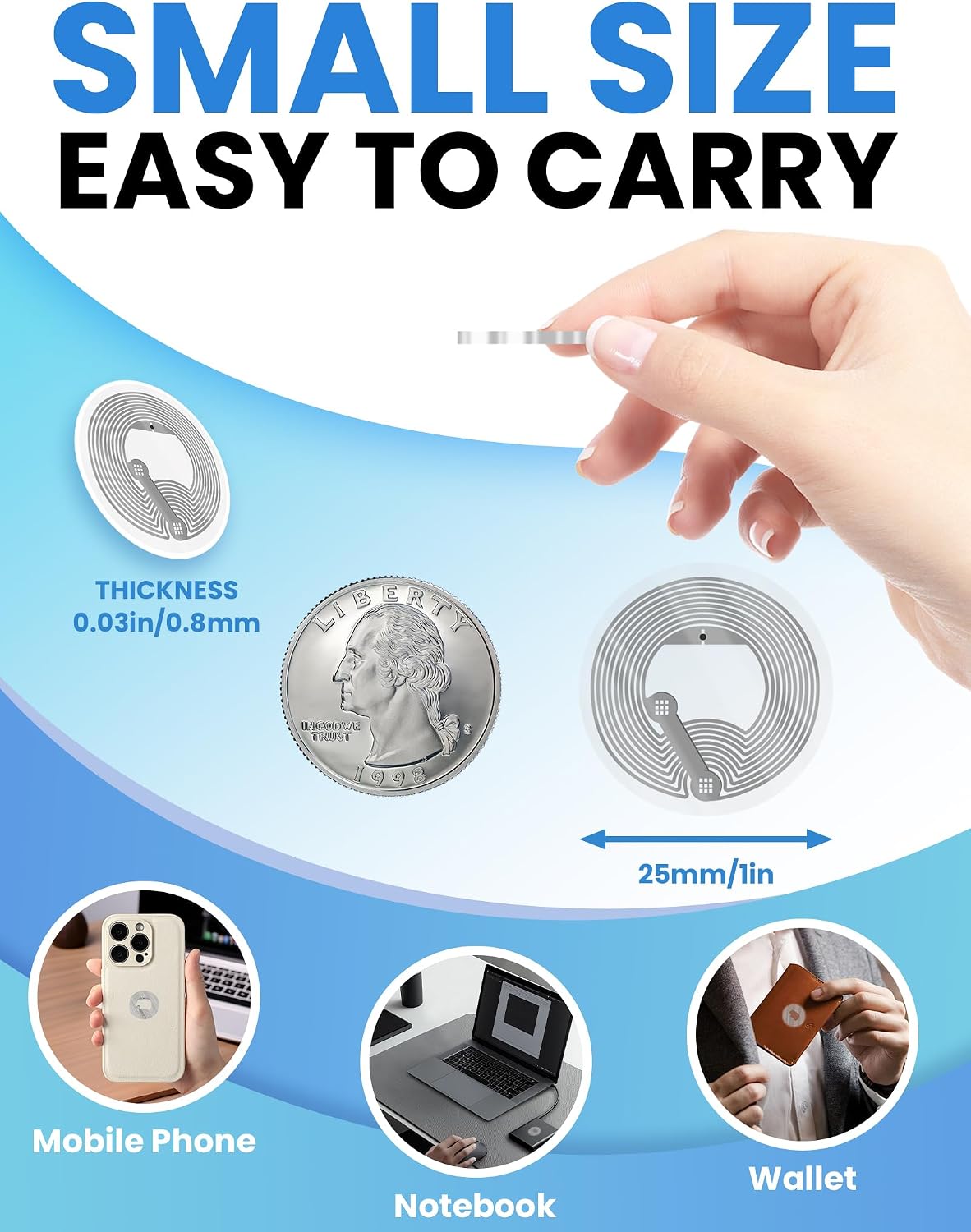 100Pcs NFC Tags Sticker with Original NTAG215 Chip NFC Stickers Adhesive Labels Transparent RFID Tags Rewritable 504 Bytes Memory Suitable for All NFC-Enabled Devices and Smartphones (100, Clear) image 3