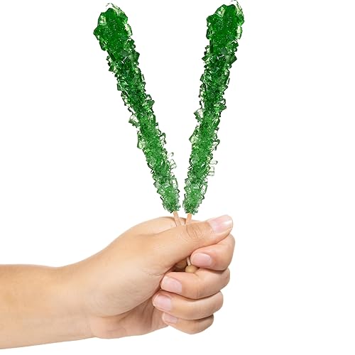 Miniatura 2 de Green Rock Candy - Palitos de azúcar con sabor a manzana verde, 144 caramelos envueltos individualmente para fiestas