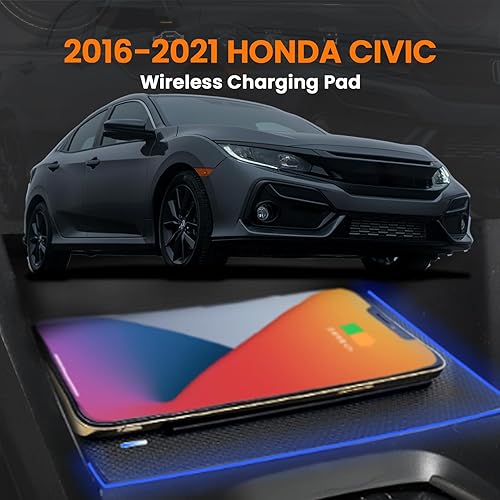 Miniatura 2 de GOMODIFY Cargador inalámbrico de carga rápida de 15 W con imán para Honda Civic 10 2016-2021, enchufe para encendedor de cigarrillos, apto para