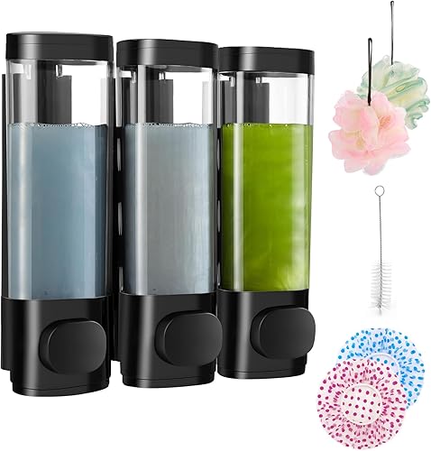 Miniatura 8 de 6pcs Shampoo and Conditioner Dispenser No Drill Shower soap Dispenser Wall Mounted 3 Chamber for Bathroom, Kitchen,Hotel Pumps are Easy to use No