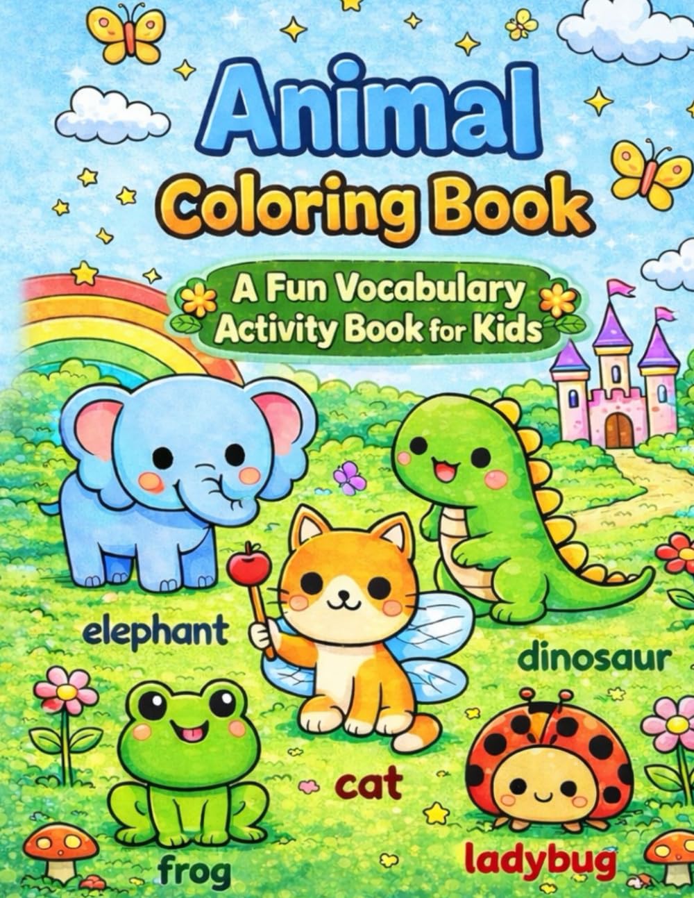 My First Animal Coloring Book Cute and Easy Coloring Pages with Simple Vocabulary for Kids Ages 2–5: Fun and Easy Animal Vocabulary Learning • 50 Cute ... Pages • Perfect for Toddlers & Preschoolers