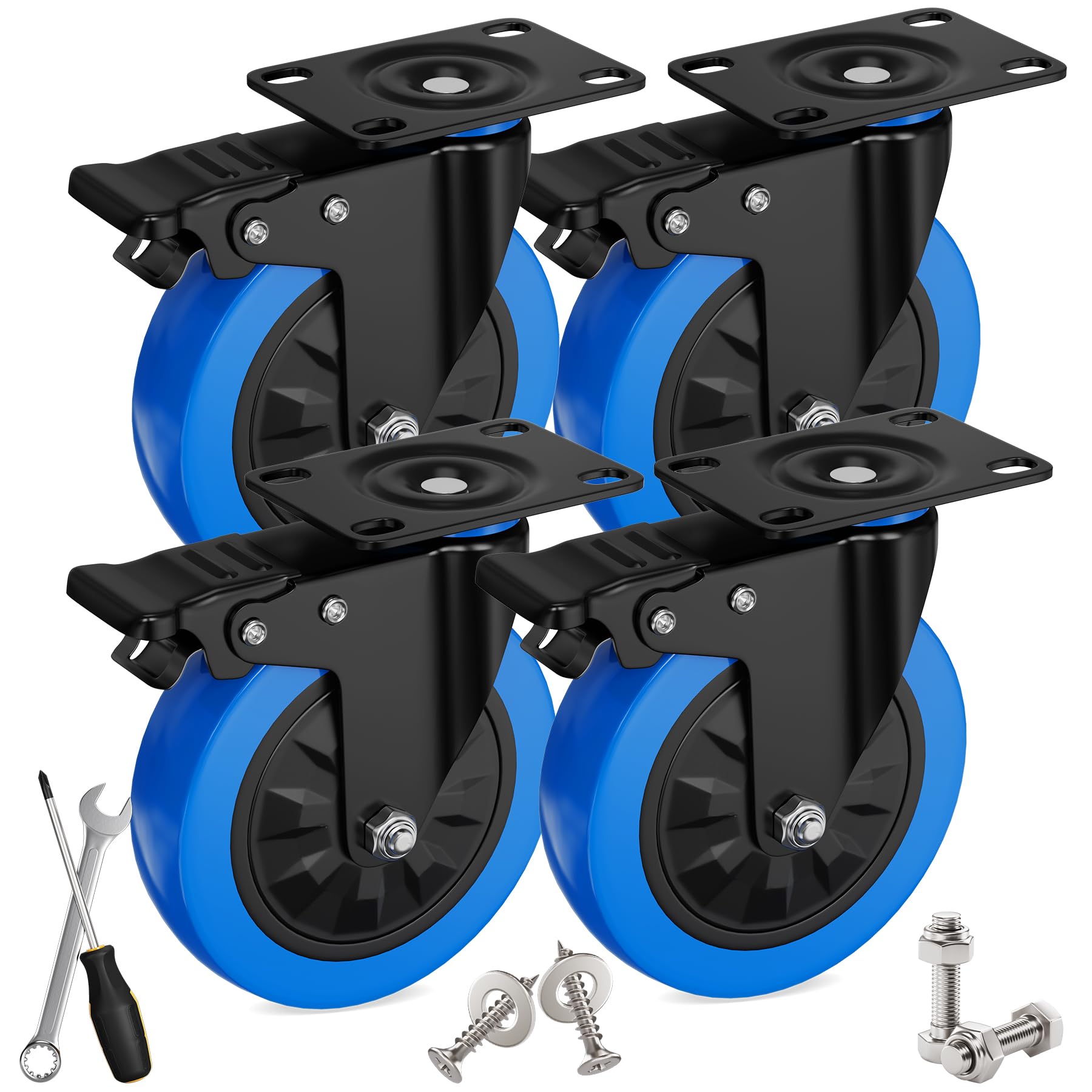 Set 4 Rotelle Per Mobili Con Freni - Diametro 50mm, Portata 200kg, Gomma Antigraffio - Foto 6