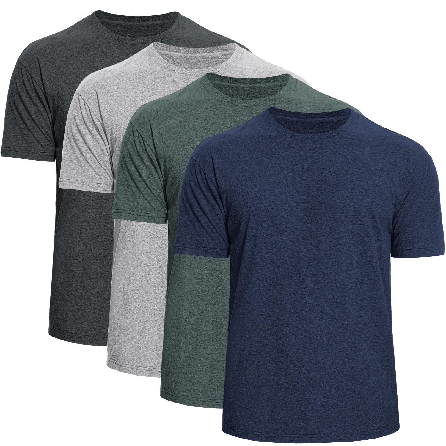 Men's Crew Neck T-Shirts 4-Pack - Soft Short Sleeve Basic Tees, Comfortable Classic Fit Jersey Shirts for Men