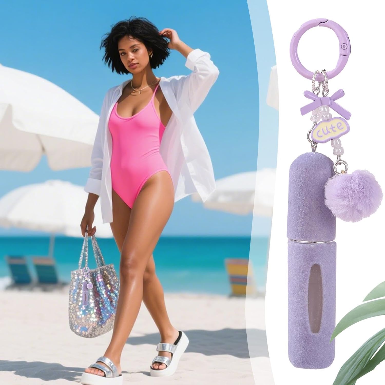 Perfume Bottle - Empty Refillable Container, Plush Keychain Decoration image 5