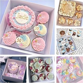 SAHROO Bento Cake and Cupcake Box 4-inch Cake and 5 Cupcakes Box 10 Sets...