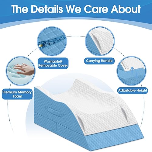 Miniatura 4 de Almohadas de elevación para pierna después de la cirugía, almohada de cuña ajustable de espuma viscoelástica para lesiones o descanso, almohada de