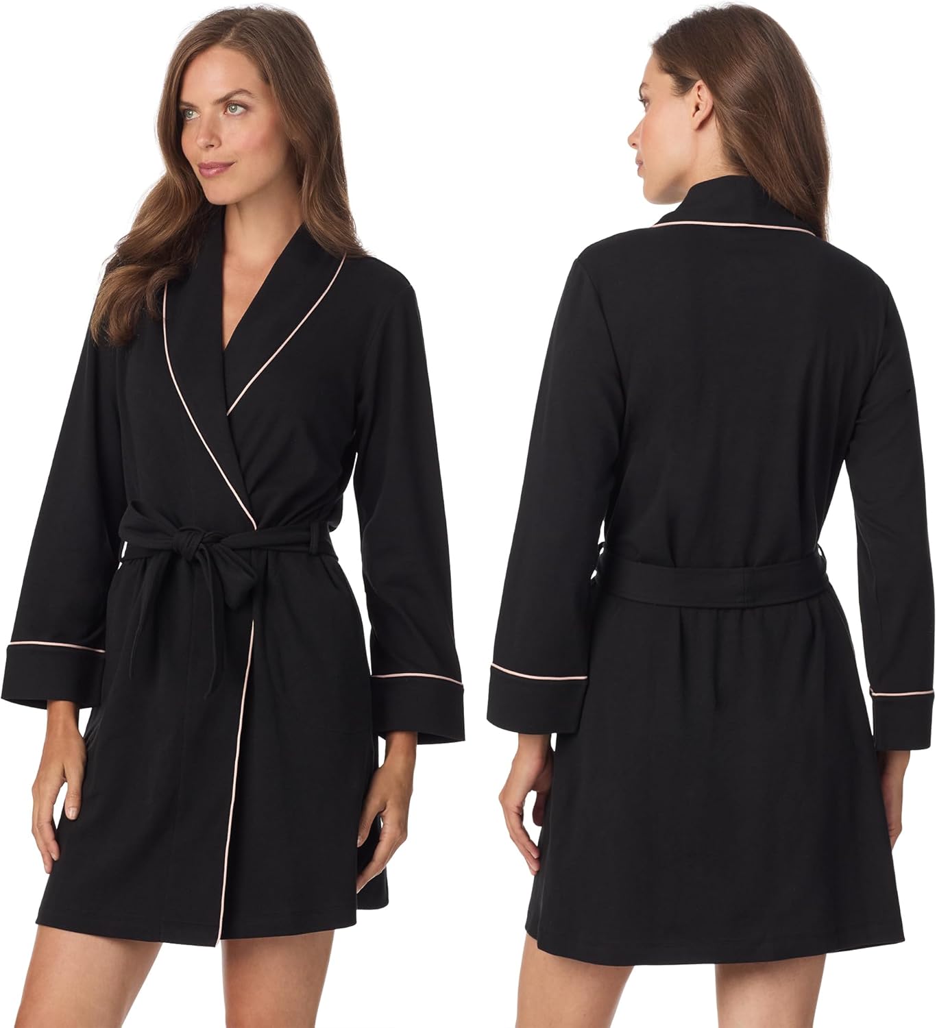 Anne Klein Womens Long Sleeve Knee Length Robe - Lightweight & Breathable Cotton Blend Bathrobe - Cozy Everyday Loungewear - Image 2