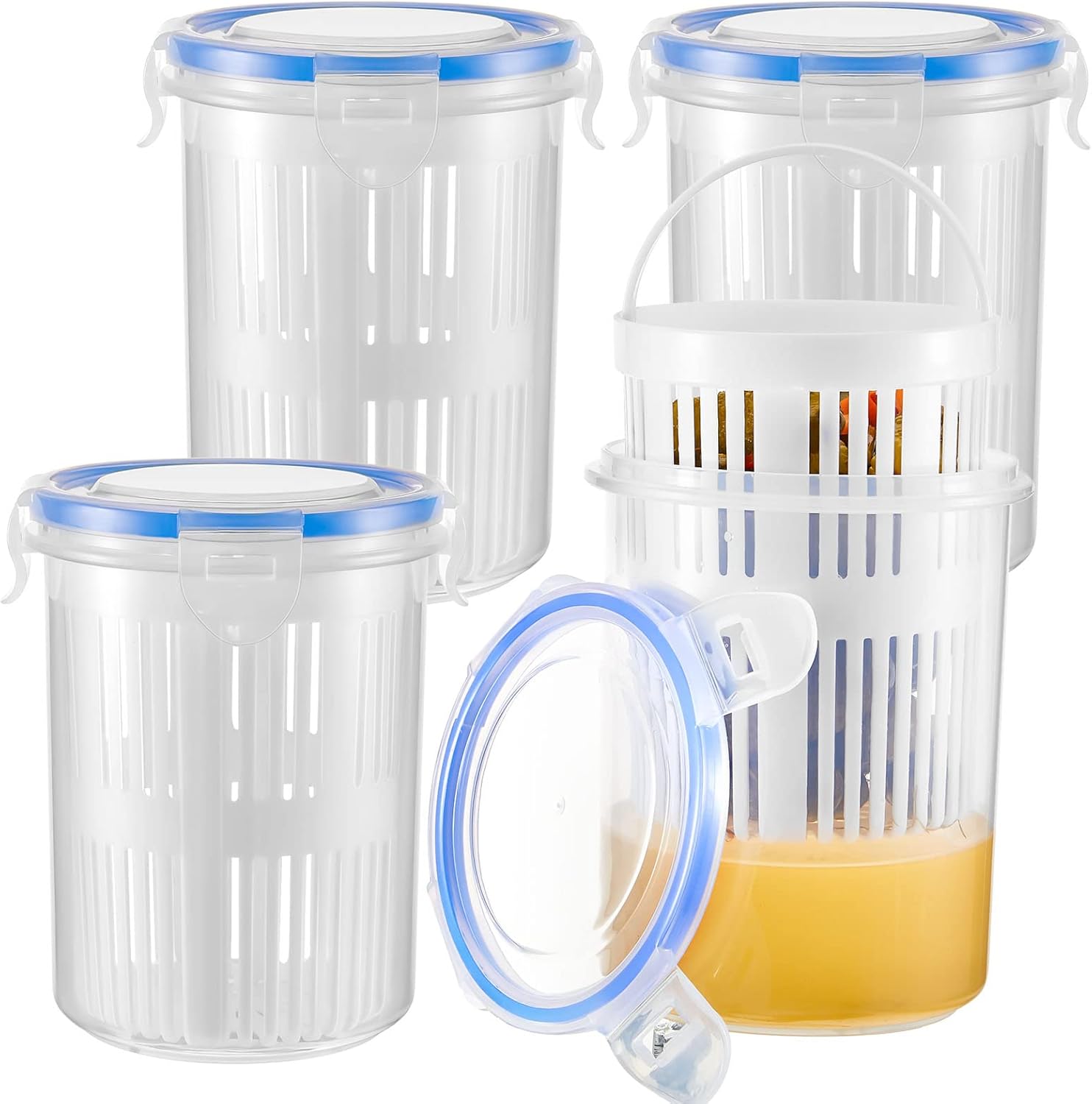 4 Pcs Pickle Container with Strainer 24 oz Pickle Jar with Pickle