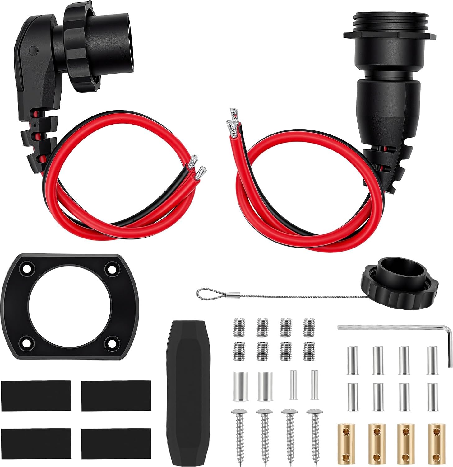 Trolling Motor Plug and Receptacle Compatible with Minn Kota 1865120 MKR-28 Plugs Set for Freshwater Saltwater 8AWG Rated to 60A Up to 48V IP68 Waterproof Heavy-Duty Marine Boat Battery Part