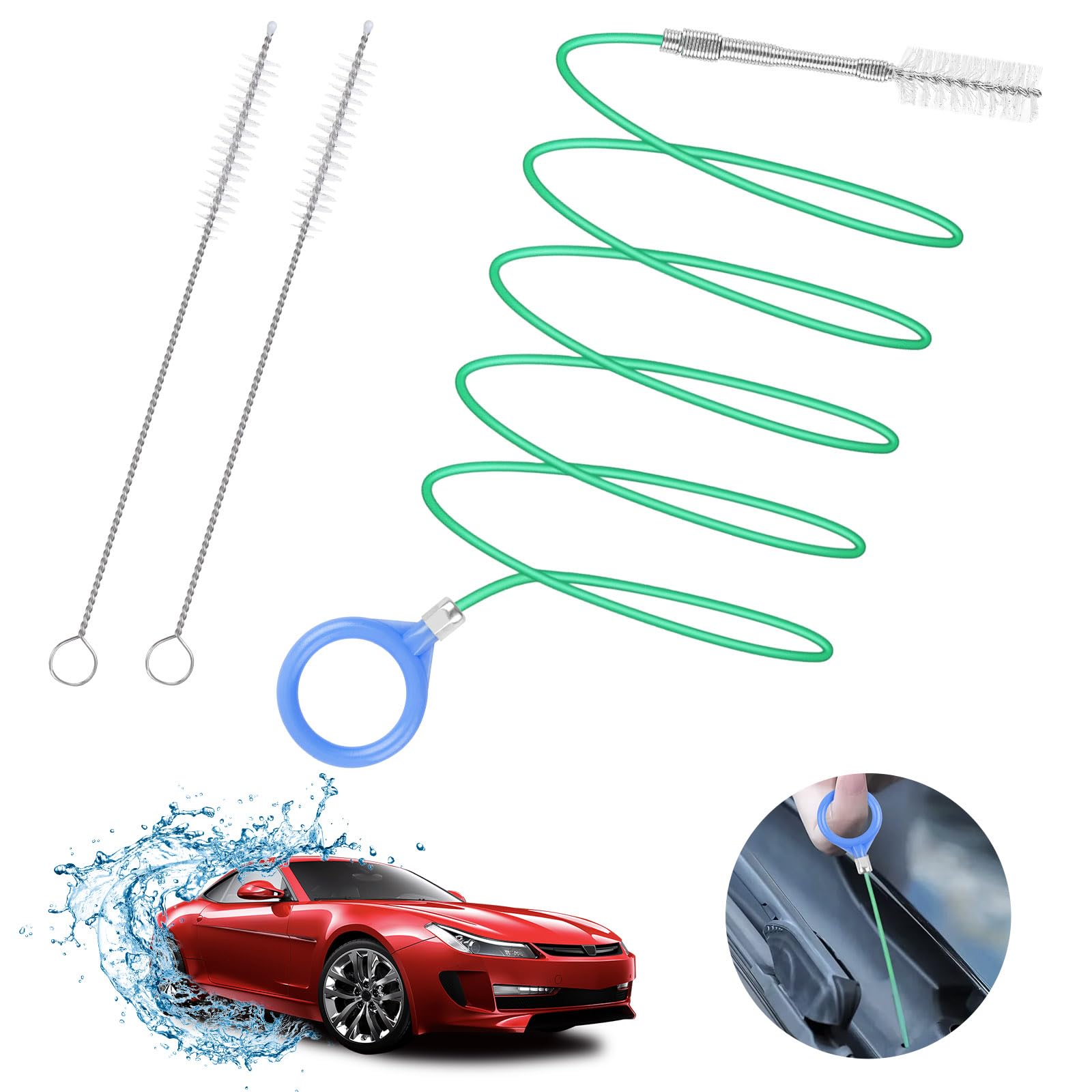 Cepillo de Limpieza de Techo Solar, 300 CM, Cepillo de Limpieza de Drenaje de Techo Solar para Auto, Cepillo de Alambre Flexible Extra Largo, Drenaje Automático Herramienta de