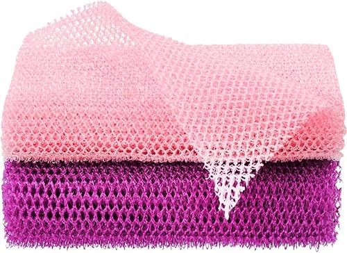 2 esponjas de red africana, red exfoliante africana, esponja de baño larga exfoliante, toalla africana, red de nailon, red africana, red multiusos,