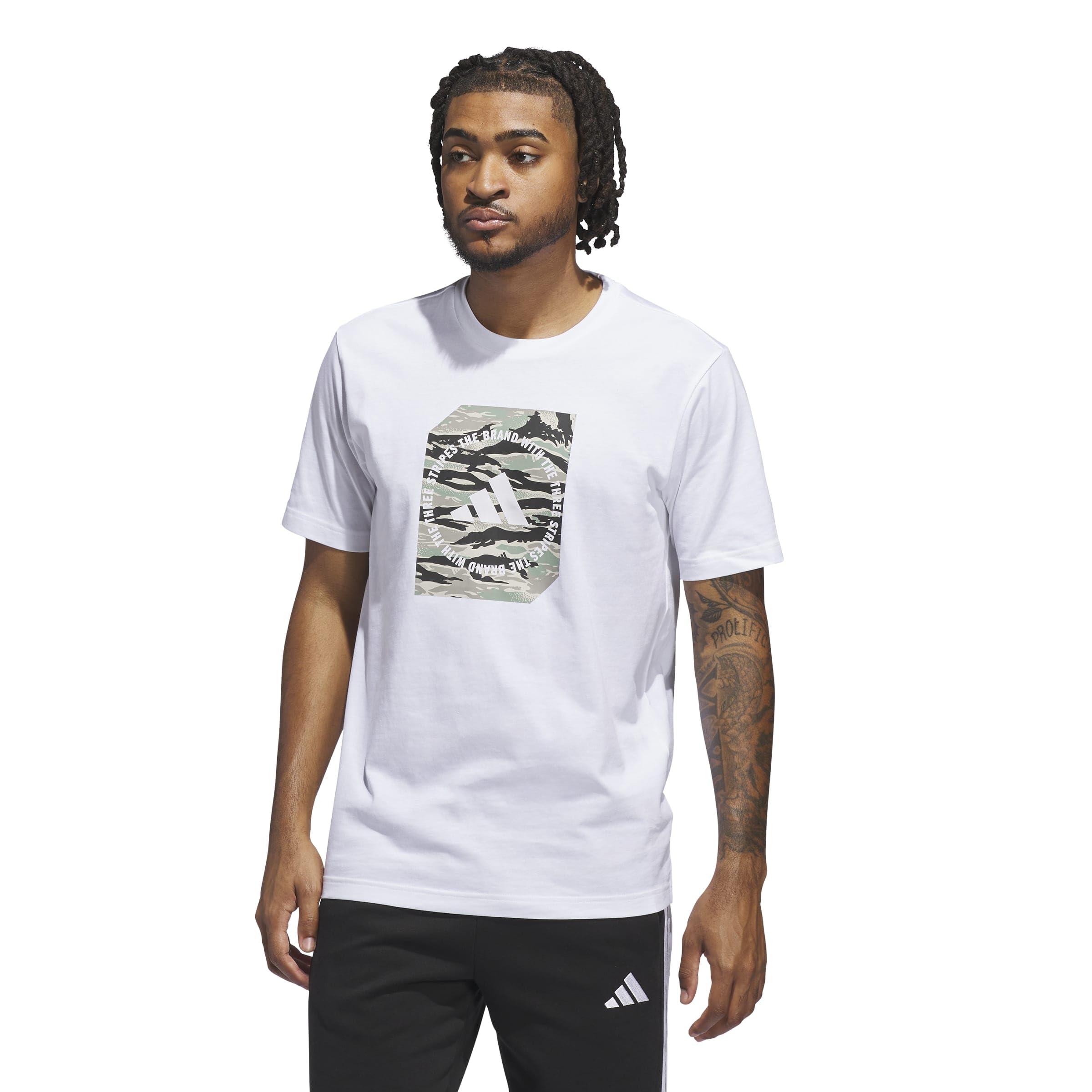 adidas Men's CAMO Shape Graphic T-Shirt, White/Wonder Alumina, XL