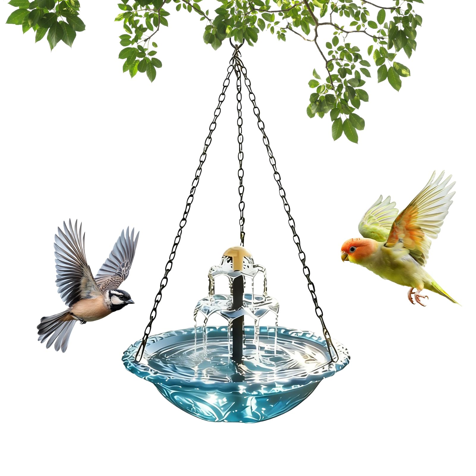 Fontaines pour bain d'oiseaux solaires pour l'extérieur | Fontaine pour bain d'oiseaux extérieure à suspendre - Fontaine solaire pour colibris - pour les observateurs d'oiseaux, balcon, porche, cour