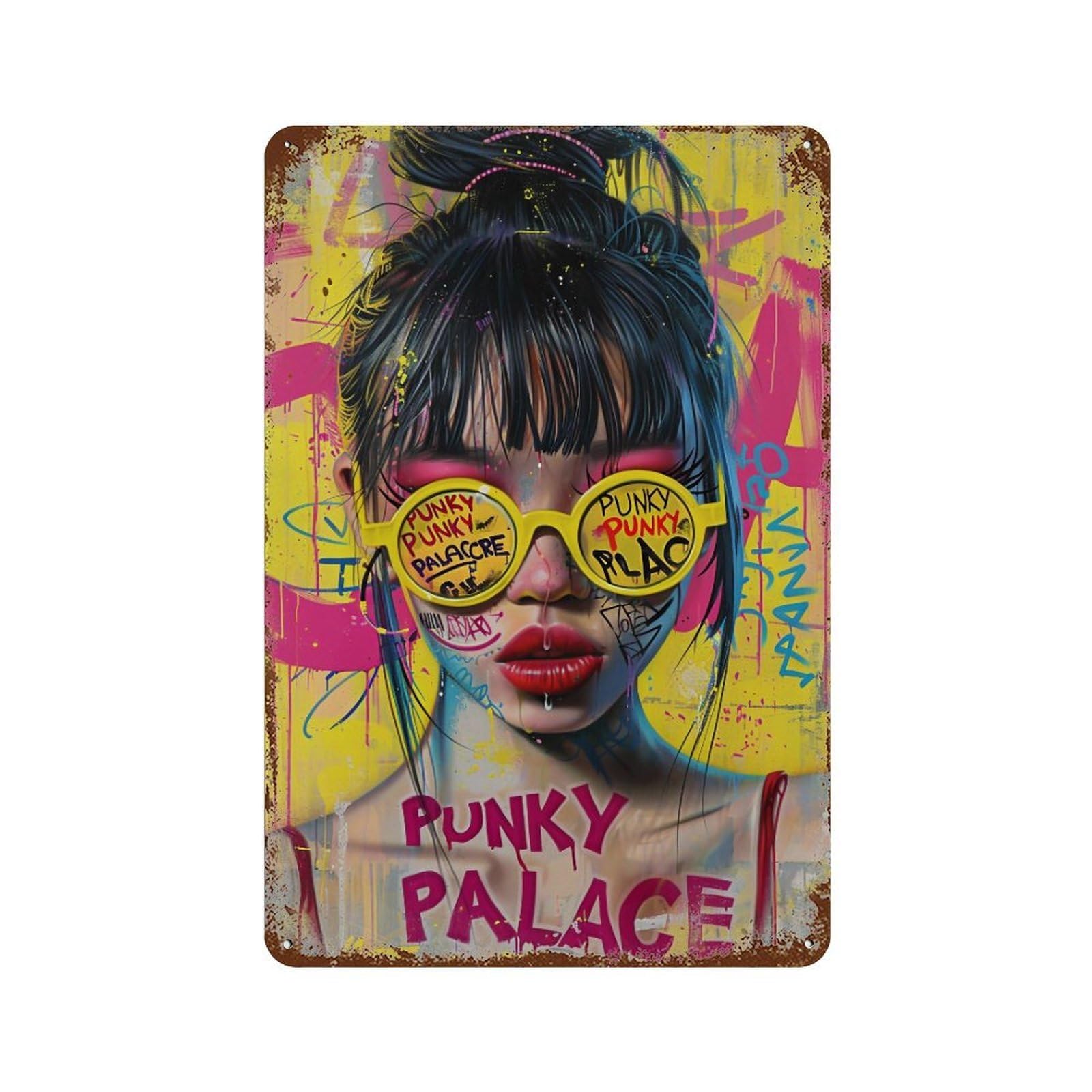 FHUYEURHRY Punky Palace Graffiti Pop Art Woman 02 Wall Decor Retro Iron Vintage Art Metal Tin Sign Poster Modern Home Cofffee Club Art Bar Shop Decorations Style-36 30x20cm