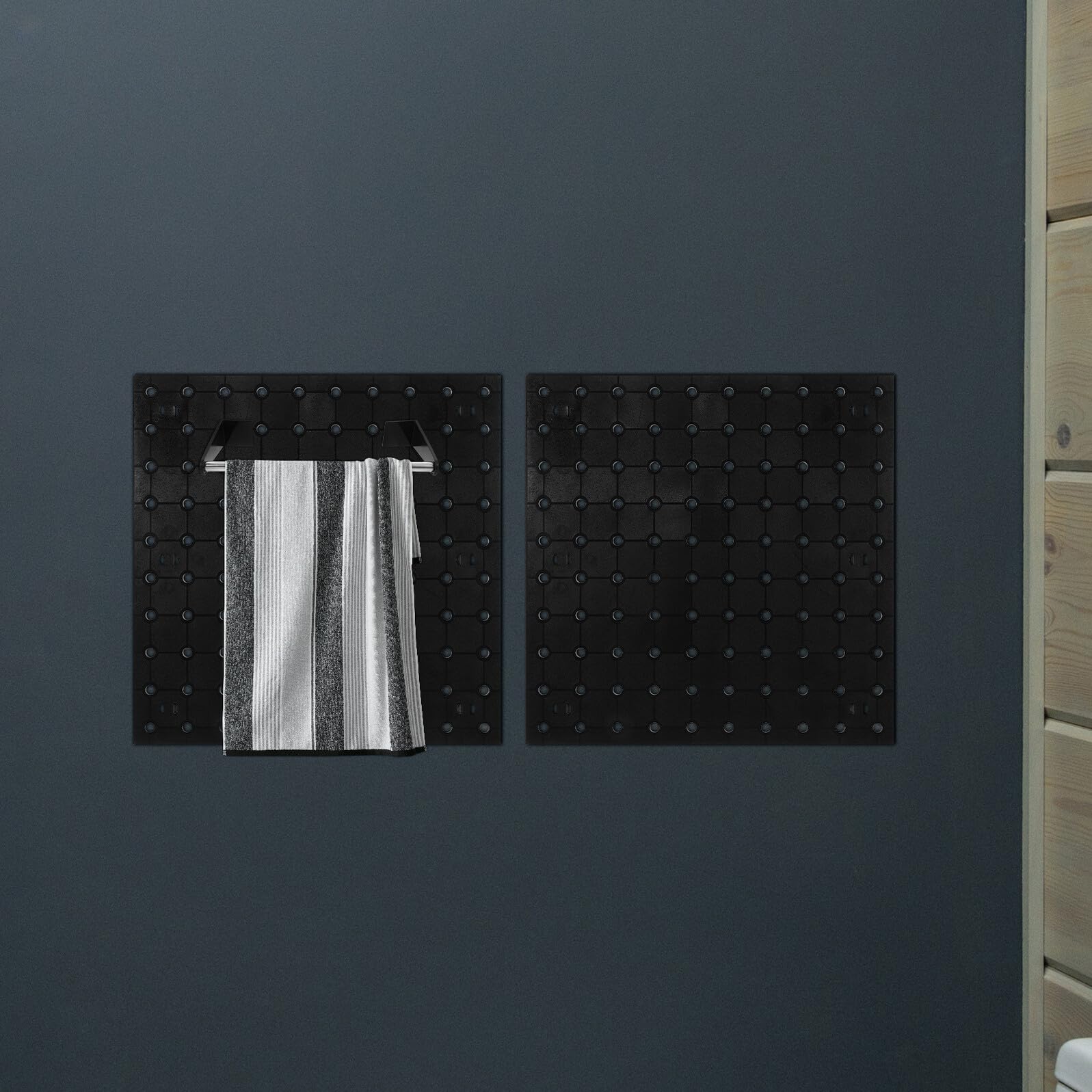 Hemobllo Soporte de Exhibición Tablero Perforado de Plástico Abs Negro Grande 4 Piezas sin Necesidad de Taladro para Organización Cocina, Baño y Dormitorio, Solución Práctica Ahorro