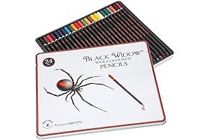 Black Widow Premium Wax-Based Colored Pencils, Offering Artist-Grade Color Quality for Adults