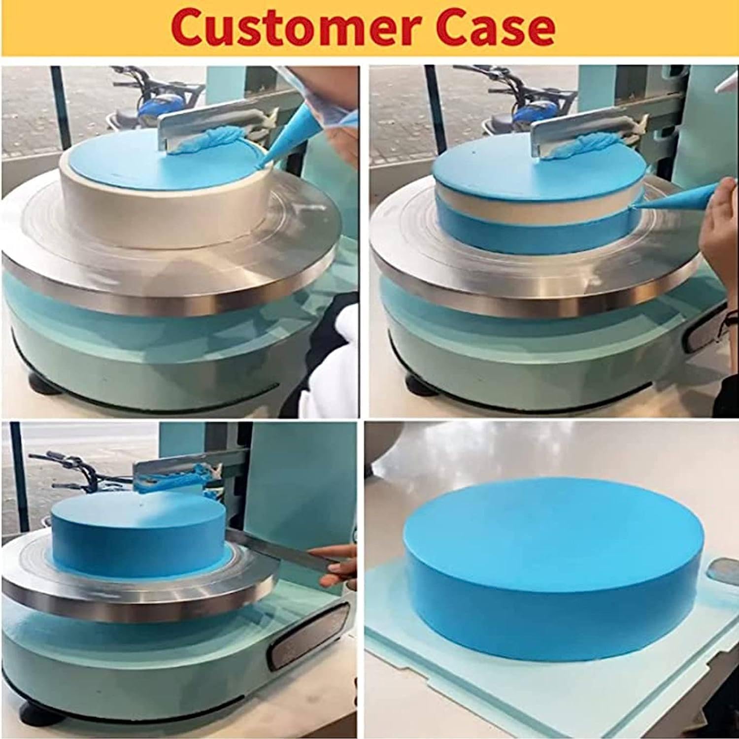 Piatto girevole elettrico per torte, 35 cm, supporto rotante regolabile per torte da 10-30 cm, con spalmatore automatico per glassa e bordo liscio, bianco