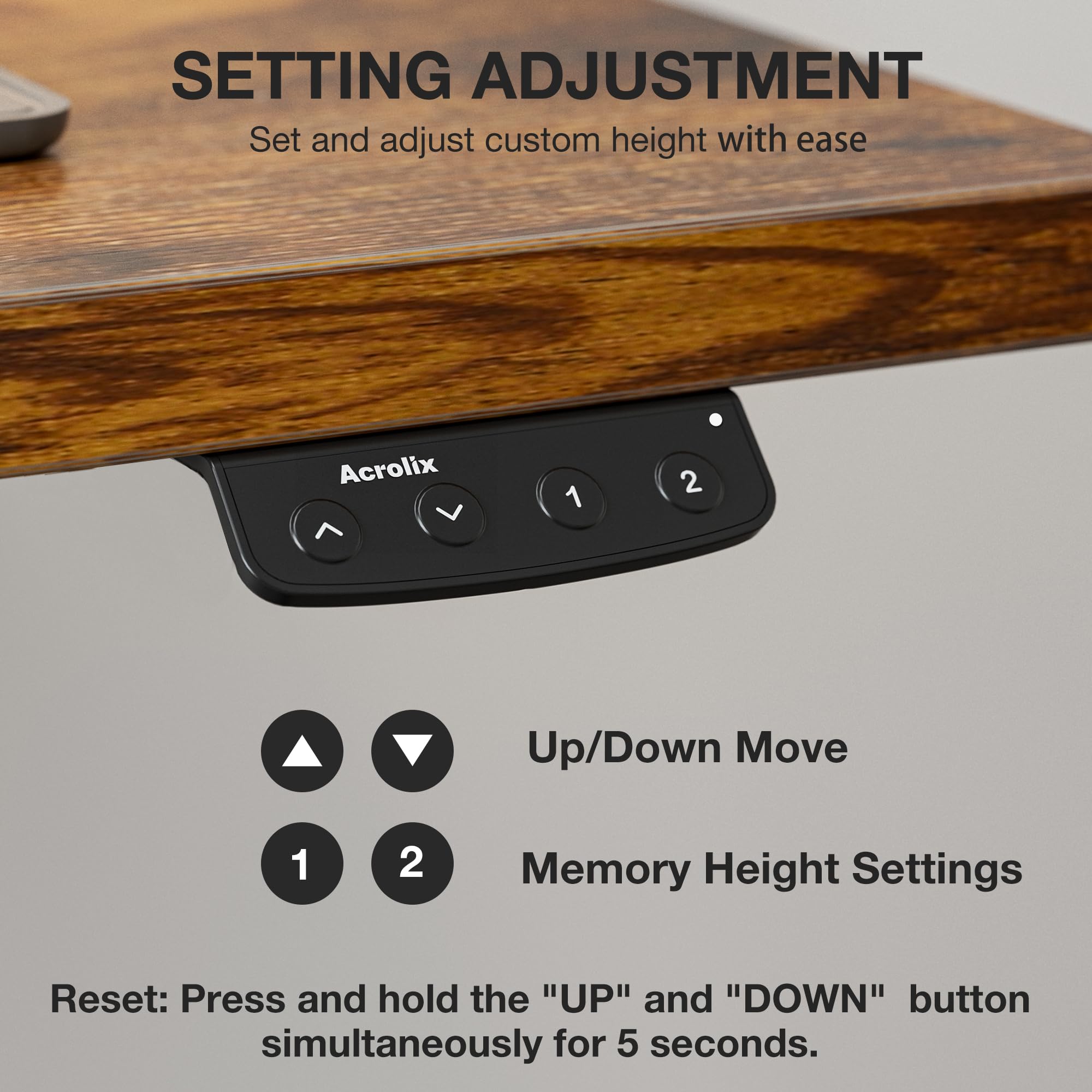 Adjustable Standing Desk with Cable Management 48 X 24 Inches Electric Stand Up Desk 176LBS Load 2 Memory — view 6