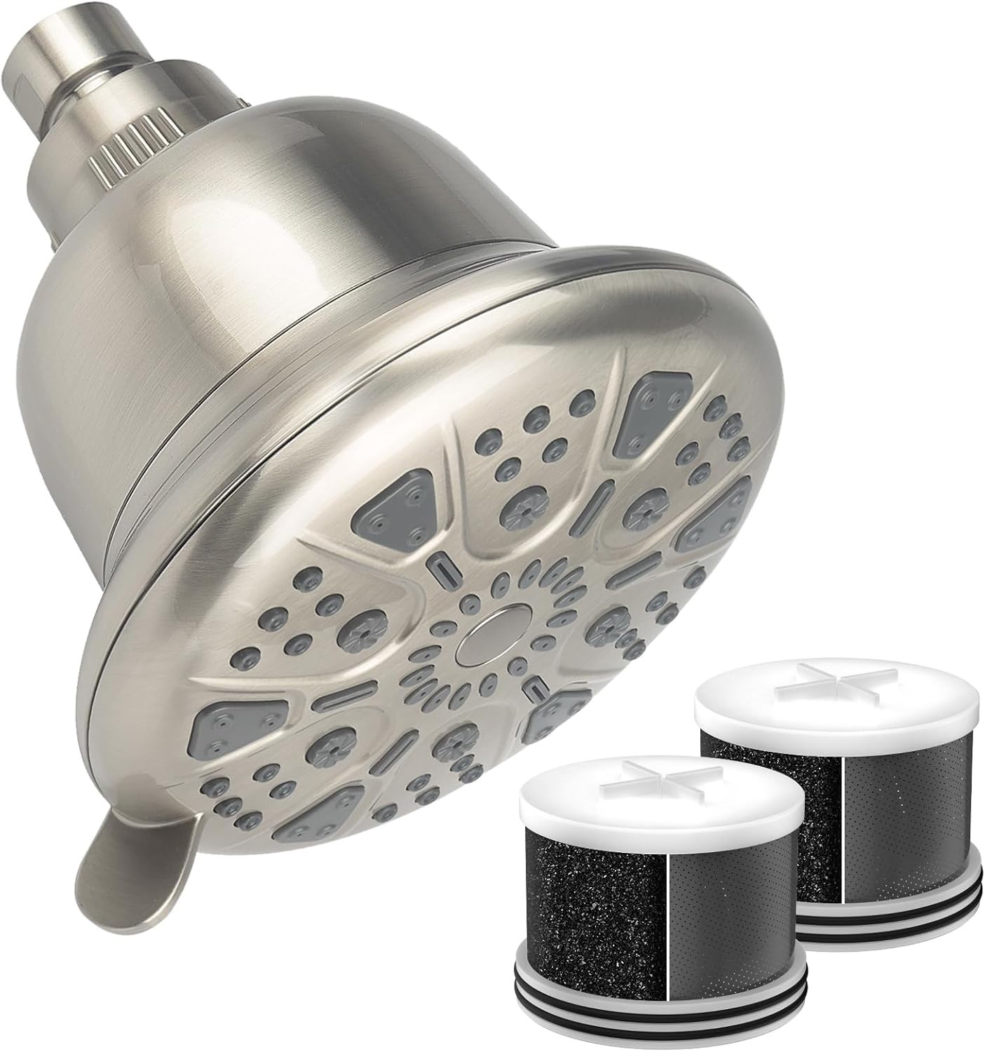 MakeFit Filtered Shower Head with Upgraded Activated Carbon Filter and 2-PACK Shower Filter Replacement Cartridge