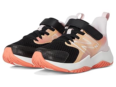 New Balance Kids Rave Run v2 Bungee Lace with Top Strap (Little Kid/Big Kid) Kids Shoes Black/Flare/Rose Sugar : 7 Big Kid W, Textile