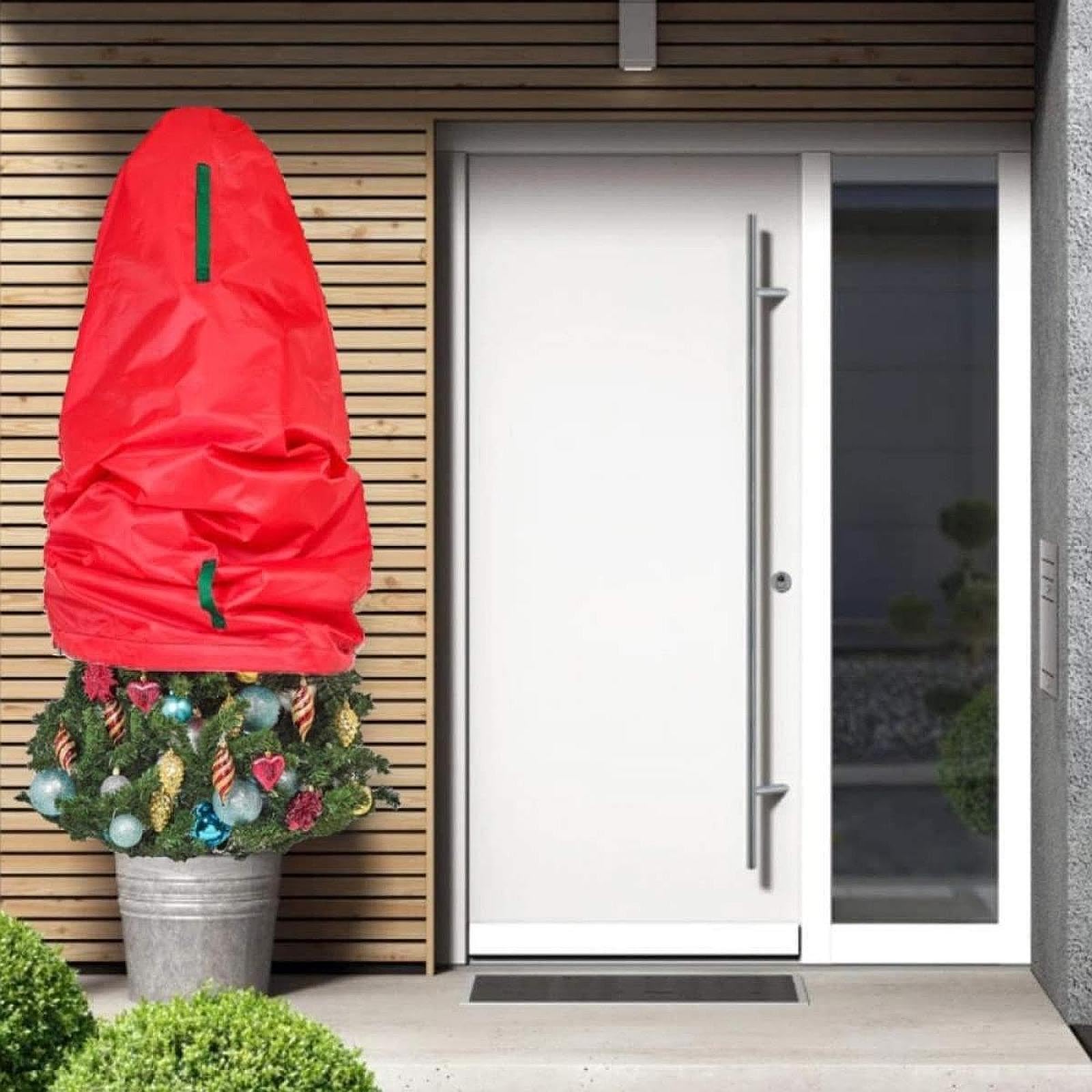 QOKLIYUI Bolsa para árbol de Navidad ligera, resistente al polvo y de almacenamiento vertical. Práctica bolsa para decoración navideña. para árbol Navidad. Funda navideña, Rojo, 9 pies