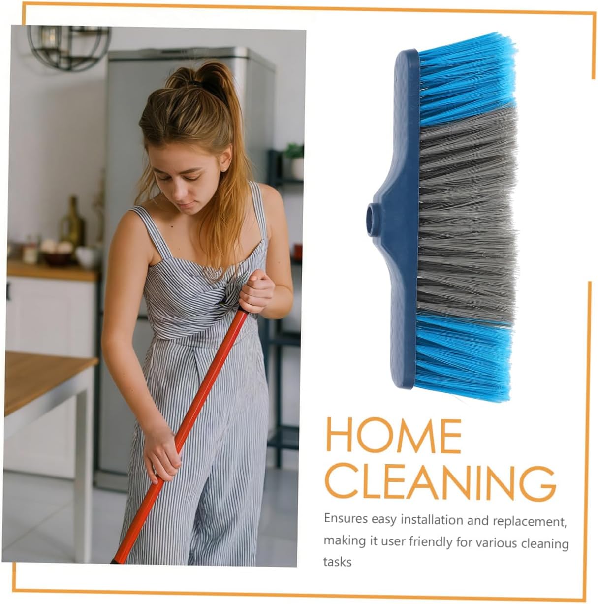 BESTYASH Soft Bristle Broom Head Replacement for Indoor Cleaning Cost Broom Head Accessory for Homes Kitchens and Offices Easy Detachable Design for Quick Use