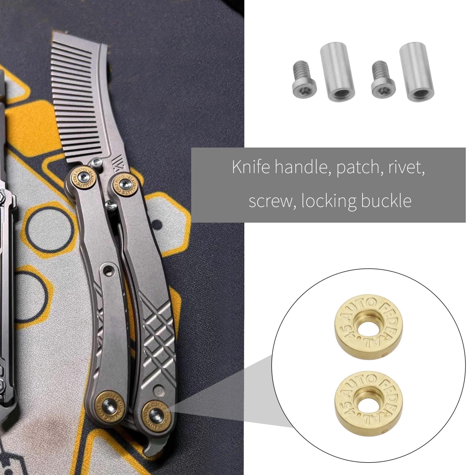 10 Pièces M4 Poignée Vis Écrous Poignée Boulon Rivets Vis Acier Inoxydable Arbre Rivets pour Tactique Conduite Couteaux Longueur Totale 12mm
