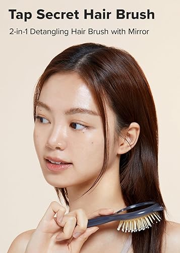 Miniatura 2 de I DEW CARE Tap Secret - Cepillo de pelo desenredante con espejo, diseño bonito y ergonómico, para todo tipo de cabello, para mujeres, hombres y