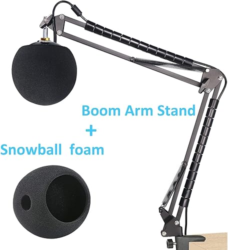 Miniatura 2 de Soporte de micrófono de bola de nieve azul con cubierta de espuma, funda de cable, filtro pop, escudo flexible para micrófono de bola de nieve azul