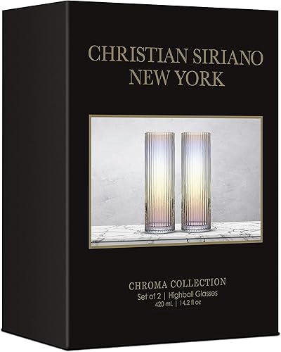 Miniatura 8 de Fluted Iridescent Highball Glasses  Christian Siriano Chroma 16oz Tall Drinking Glasses. Set of 2 Ribbed Highball Glasses. Gin and Tonic Glasses,
