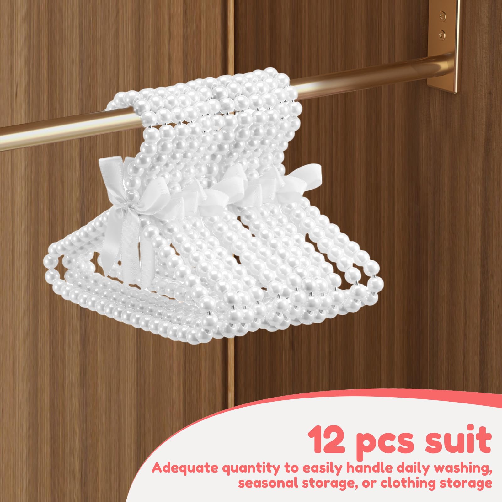 Lot de 12 cintres pour chiens, petites perles, nœuds, cintres, pour filles, garçons, tout-petits, chiens et chats (blanc, 12 pièces)