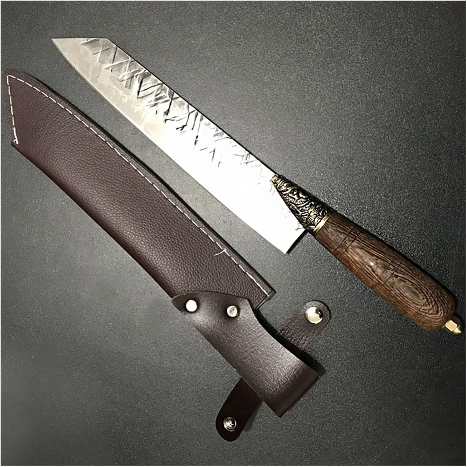 Meat Cleaver,Cleaver Knife 9 Inch Kiritsuke Sashimi Handmade Knives 7Cr17MoV High Carbon Steel Cleaver Japanese Kitchen Knives Copper Dragon Decor Handle (Color : Kiritsuke Knife, Size : 9 inch)