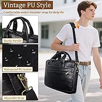 Vista 61 de Bolsa de mensajero para hombre de 17.3 pulgadas de lona/cuero para portátil, mochila para hombre, maletín para computadora, bolsa de hombro Marrón