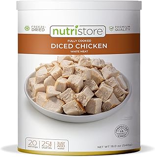 Nutristore Freeze Dried Chicken, Emergency Survival Bulk Food Storage, Premium Quality Meat, Perfect for Lightweight Backp...