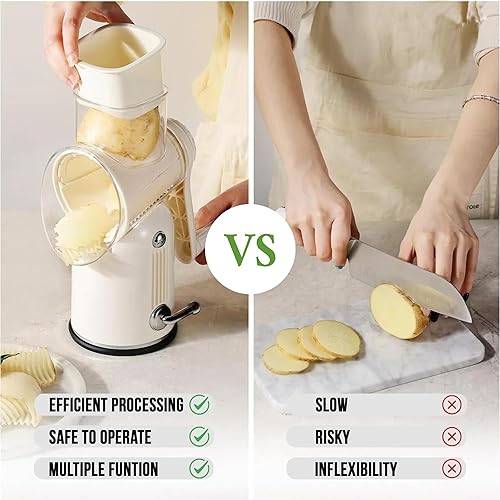 Miniatura 9 de Rallador rotativo de queso con asa, accesorios de cocina, rebanador de pepino, rallador de ensalada de verduras, rallador de verduras - rallador de