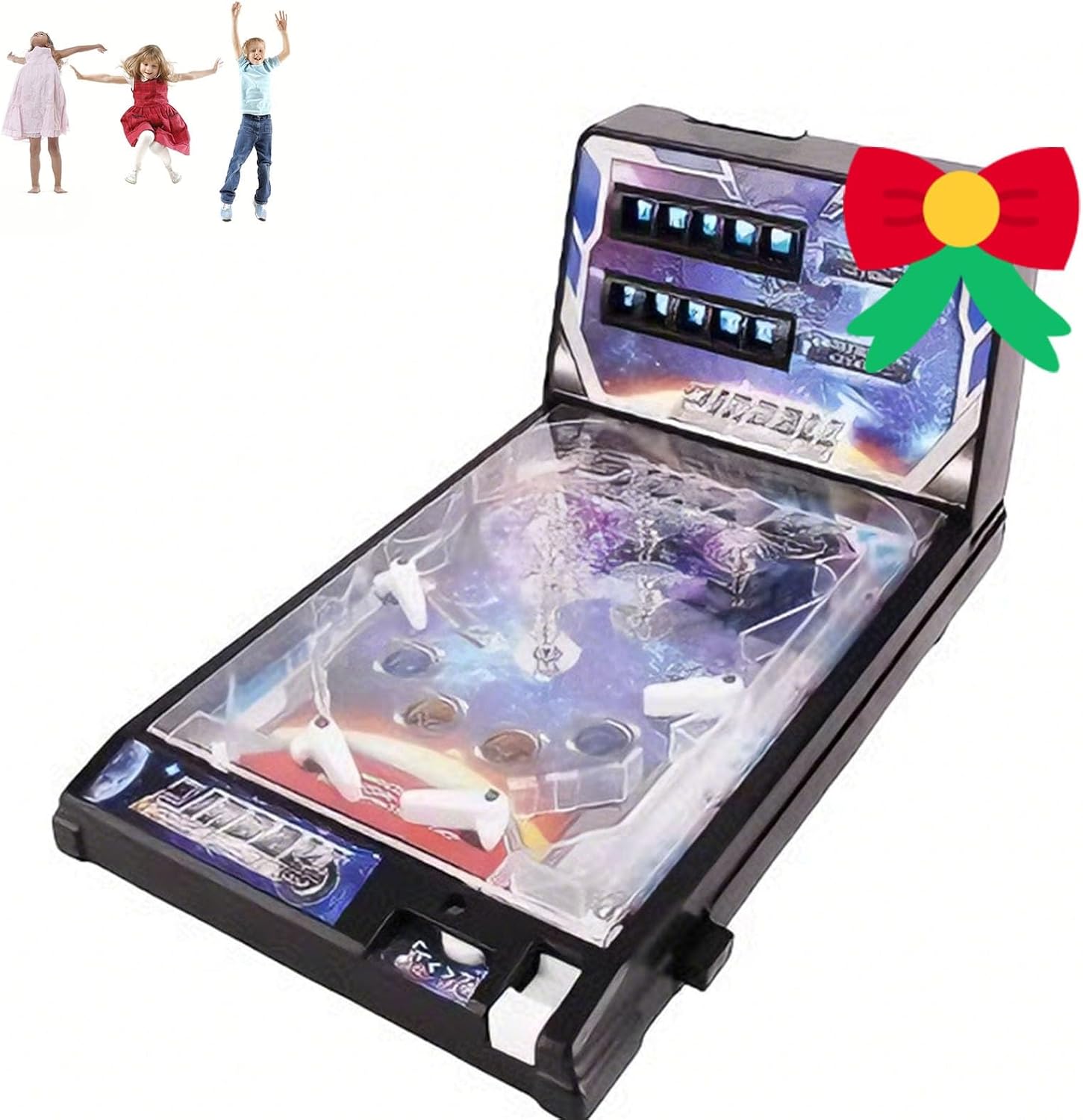 Mini Pinball Machine for Adults, Electronic Pinball Machine Gifts, Retro Tabletop Arcade Pinball Shooting Toy, Christmas Kids Pinball Machine with Lights