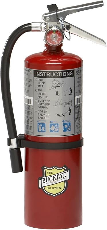Extintor de Incêndio Buckeye 10914 ABC de Pó Químico Seco com Válvula de Alumínio e Suporte de Parede, 2,2 kg