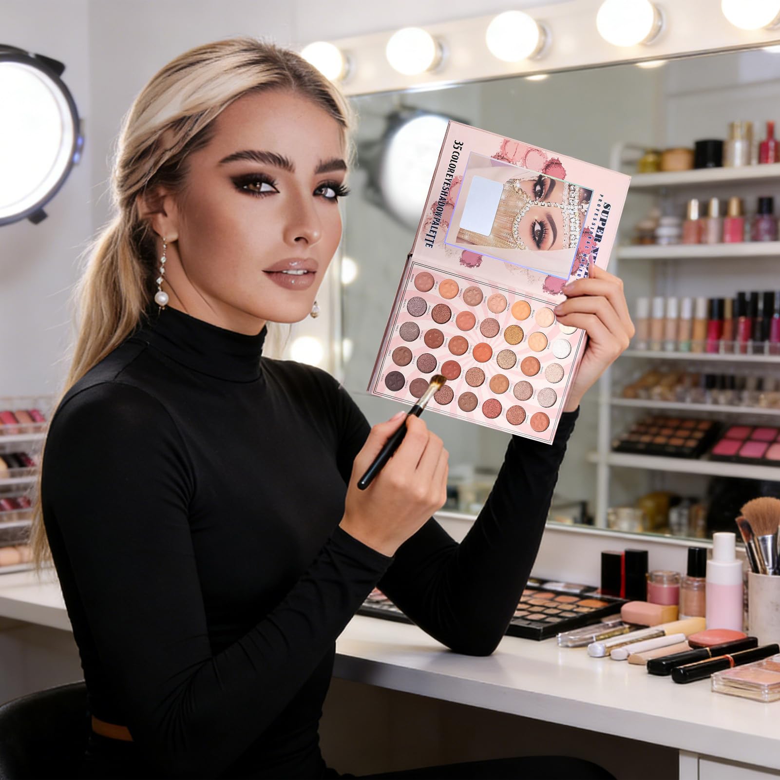 Ombretti 105 Colori Per Illuminante Impermeabile | Palette per il Trucco a Forma di Libro Per Ragazze Adolescenti Festa Halloween Viaggio Occasioni Speciali Tutti I Giorni