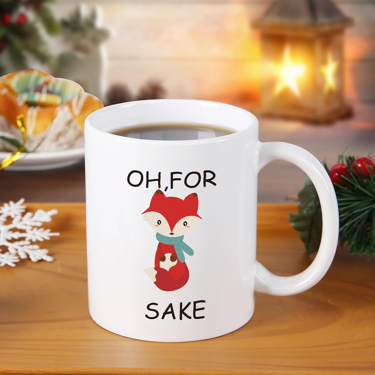Fox Ceramic Mug, Oh, For Fox Sake Coffee Mug - 11 oz Funny Gift for Friends, Sister, Coworker, Valentine's Day, Christmas - Image 6
