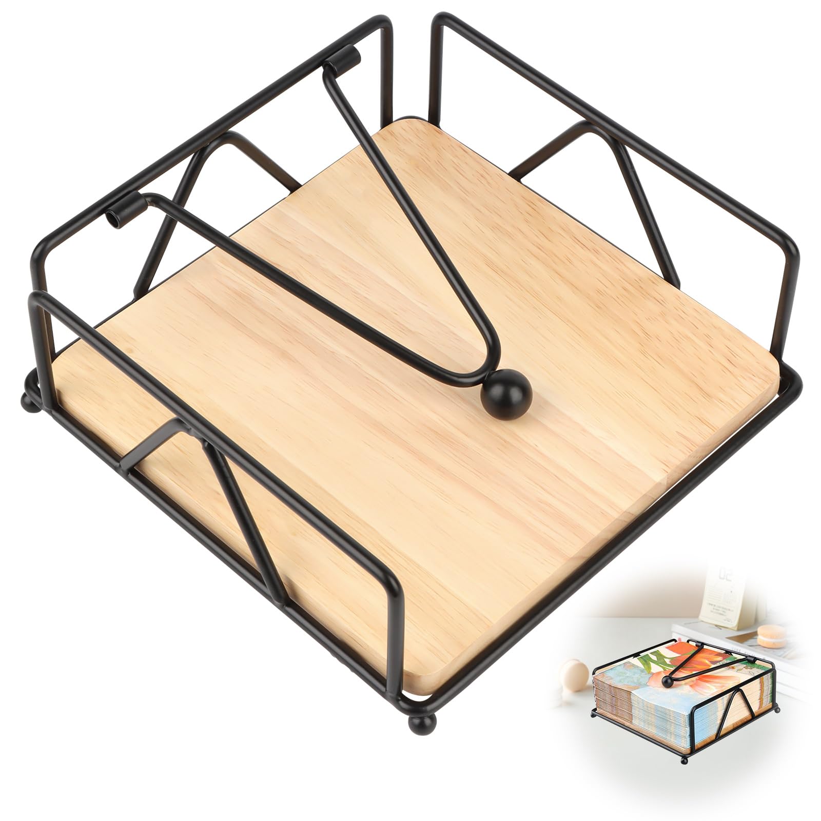 TNOMSNO Servilletero, Servilletero de Mesa con Brazo Lastrado y Base de Madera, Servilleteros Hosteleria, Servilleteros para Mesas de Comedor, Salones, Picnics, Bares y Hoteles