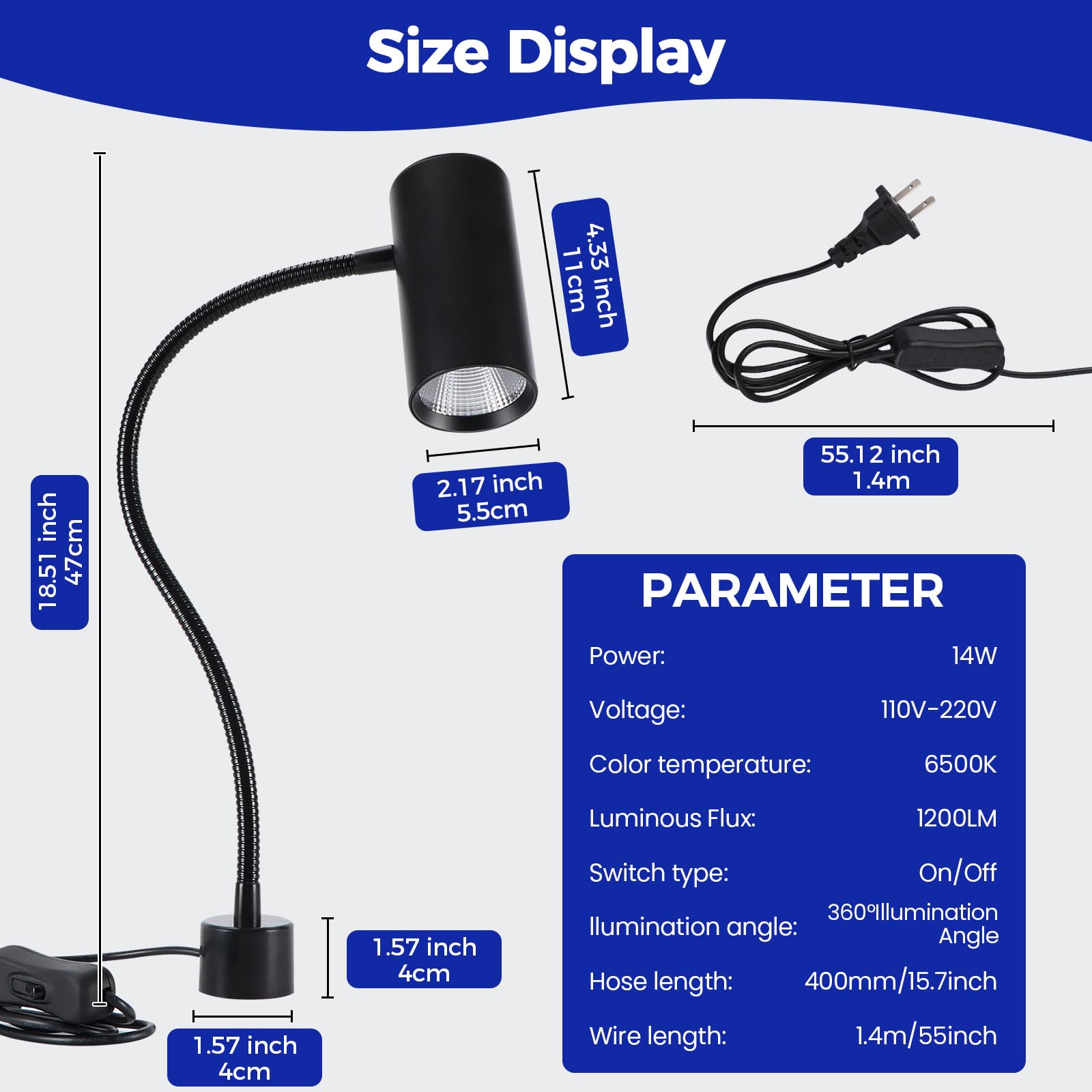 Magnetyczne światło robocze 14 W, magnetyczne światło LED, podstawa magnetyczna LED lampa sklepowa do narzędzi tokarskich do drewna, wiertarki, piły taśmowej, oświetlenia przemysłowego