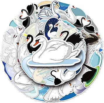 50 PCS Playful Waterproof Elegant Swan Vinyl Stickers Pack
