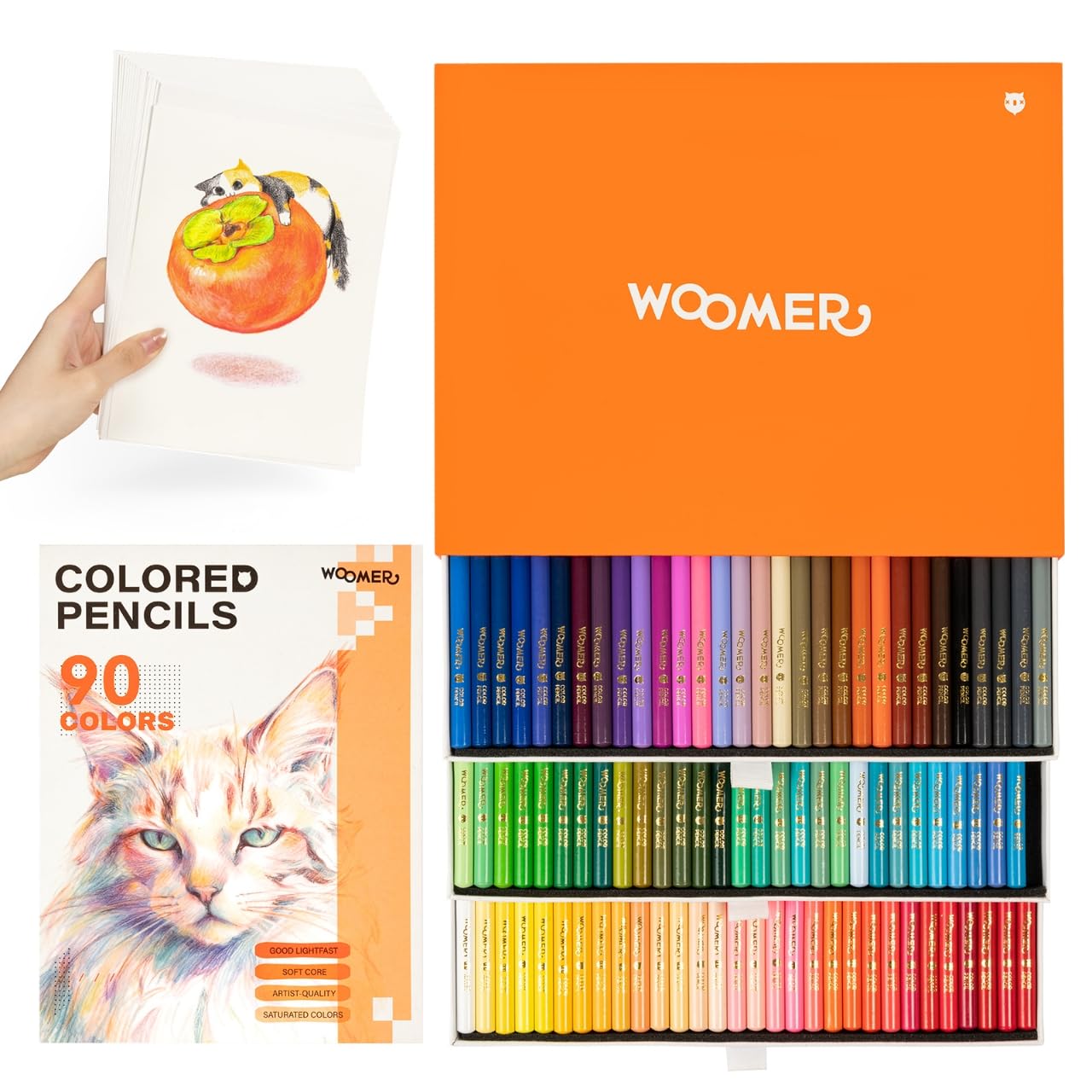 Woomer Acrylmarker Grüntöne 12 Farben & 90 Buntstifte mit Übungspapier